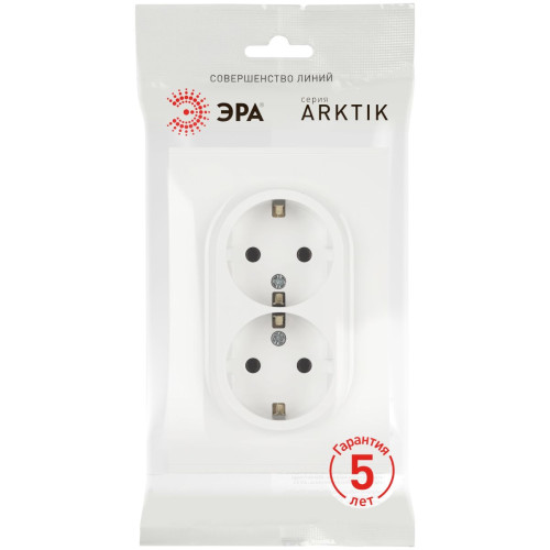 Розетка Эра Arktik 16-2104-08 двойная с заземлением 2X2P+E Schuko 16А-250В белый матовый Б0070451