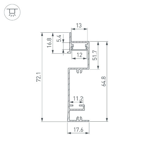 Профиль Arlight PLINTUS-H73-F-2000 BLACK 043480