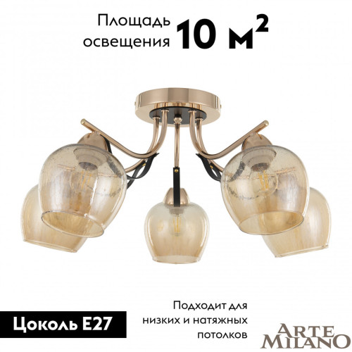 Потолочная люстра Arte Milano Amalfi 322306/5 FG+BK