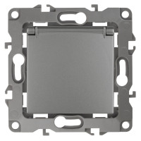 Розетка 2P+E Schuko со шторками с крышкой Эра 12-2103-12 Б0019327