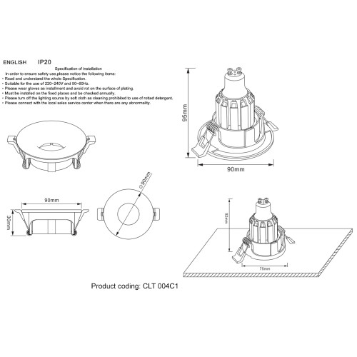Встраиваемый светильник Crystal Lux CLT 004C1 GO