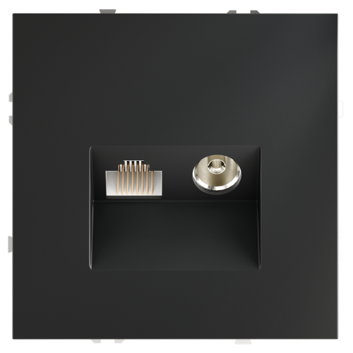 Розетка телевизионная встраиваемая Voltum S70 TV+RJ45 кат. 6, (графит) VLS060707