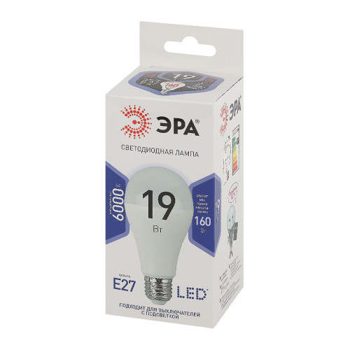 Лампа светодиодная Эра E27 19W 6000K LED A65-19W-860-E27 Б0031704
