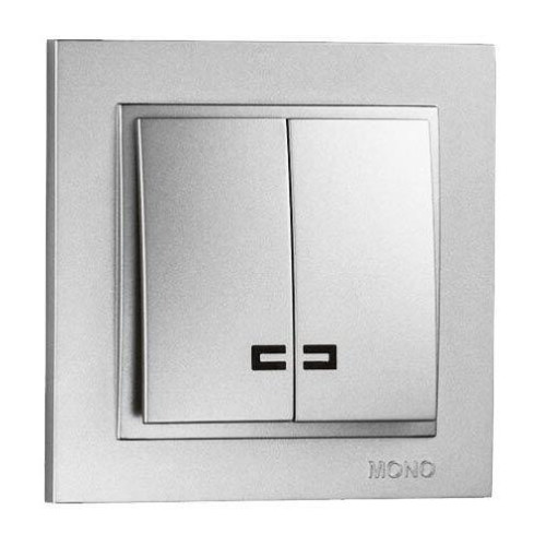 Выключатель двухклавишный с подсветкой Mono Electric Despina 10А 250В серебро 102-212125-103