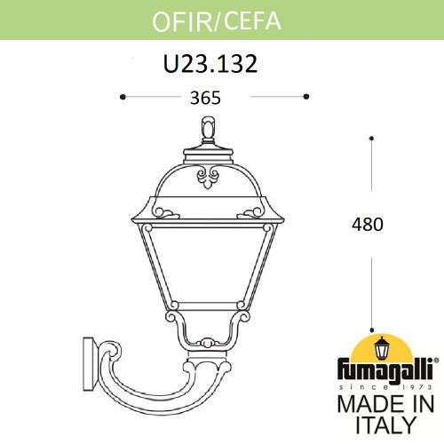 Уличный настенный светильник Fumagalli OFIR/CEFA U23.132.000.WYE27