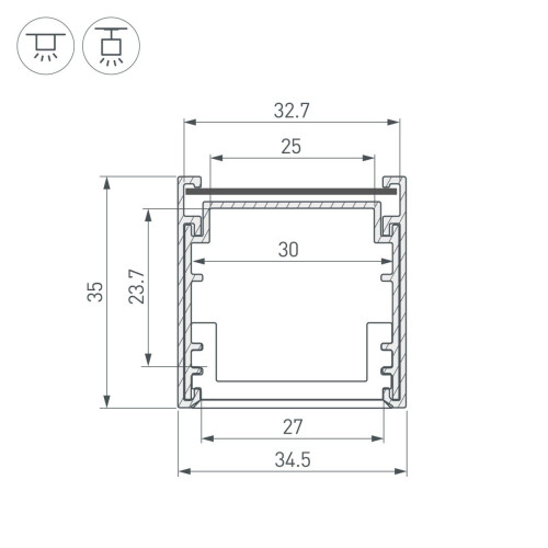 Профиль Arlight LINE-3535-BENT-SIDE-2000 ANOD 055738