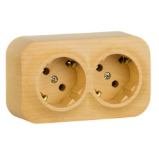 Розетка 2х2К+З Legrand Quteo 16A 250V с/з дерево 782273