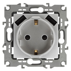 Розетка 2P+E со шторками и 2xUSB Эра 14-4109-03 Б0047869