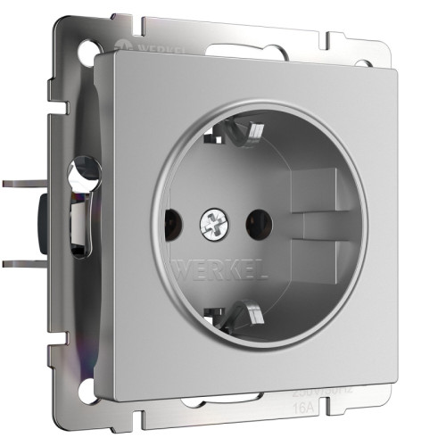 Розетка с заземлением Werkel серебряный W1171006 4690389157707 a050881 Розетка с заземлением Werkel серебряный W1171006 4690389157707 a050881
