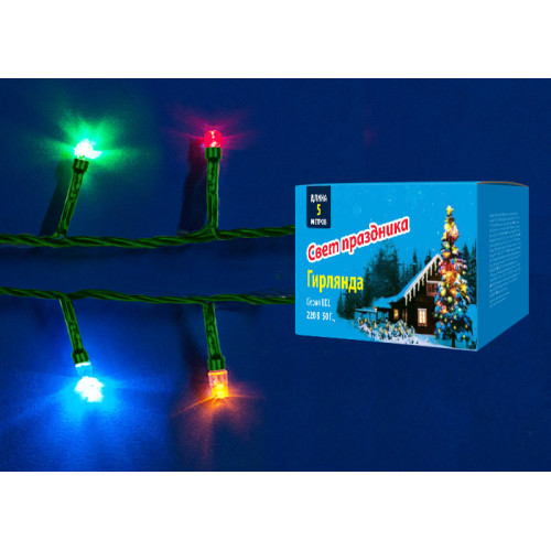 Светодиодная гирлянда (UL-00002389) Uniel 220V разноцветный UDL-S0500-050/DGA Multi IP20 Mini