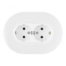 Круглая розетка двойная с/з и шторками Arte Milano SET08-double-40-2 white