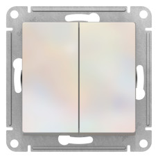 Переключатель 2-клавишный перекрестный 2 x сх. 7 10АХ Systeme Electric AtlasDesign Жемчуг ATN000473