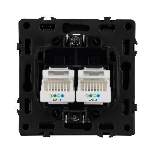 Механизм сдвоенной телефонной розетки Arlight SCT-NOBE-MTL2-SFPL-BK (RJ-11, 4C) (Черный оникс) 054309