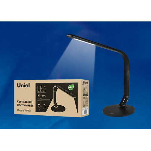 Настольная лампа (UL-00003339) Uniel TLD-553 Black/LED/400Lm/4500K/Dimmer/USB