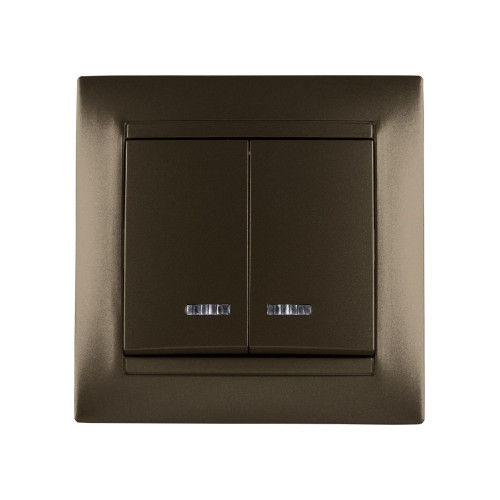 Выключатель двухклавишный с подсветкой Лама TDM Electric SQ1815-0705