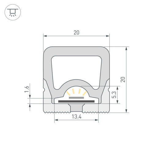 Силиконовый профиль Arlight WPH-FLEX-2020-TOP-S13-5m WHITE (Силикон) 062404