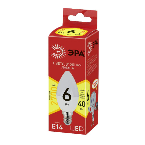 Лампа светодиодная Эра E14 6W 2700K ECO LED B35-6W-827-E14 Б0020618