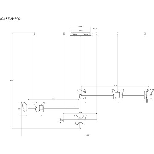 Подвесная люстра Arte Lamp Darcy A2187LM-3GO