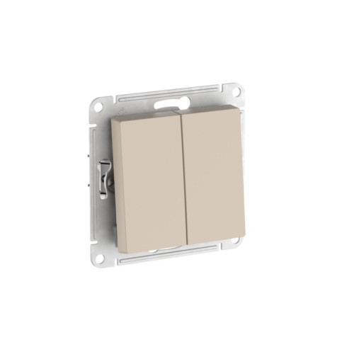 Выключатель 2-клавишный, сх.5, 10АХ, мех., быстрозажим. клем. Systeme Electric AtlasDesign Песочный ATN001251S