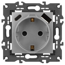 Розетка со шторками с USB type-A+C Эра Elegance 14-4108-03 Б0067741