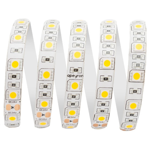 Светодиодная лента Apeyron 24В ПРО 14,4Вт/м smd5050 60д/м IP65 1100Лм/м 5м 3000К 00-320