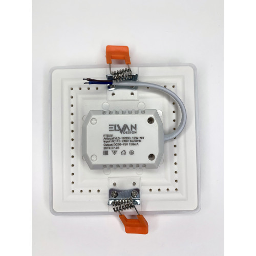 Встраиваемый светильник Elvan VLS-108SQ-12W-NH-Wh