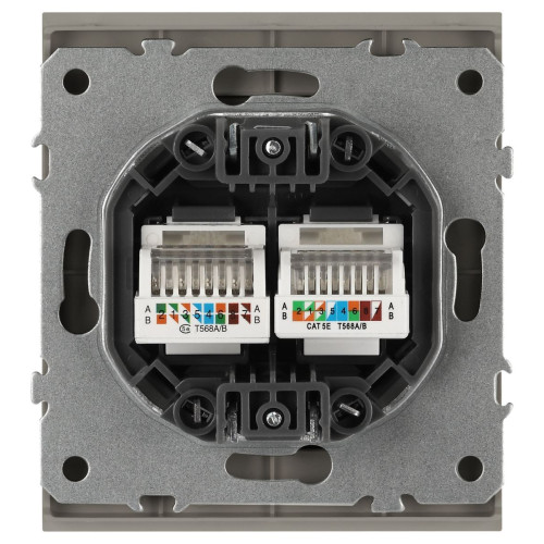 Розетка Эра Arktik 16-3108-07 информационная двойная 2XRJ45 титан Б0070490