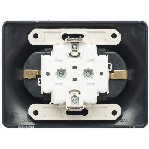 Розетка 2-ая с/з со шторками, 16А (в сборе) Systeme Electric Glossa Антрацит GSL000726