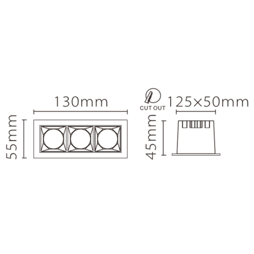Встраиваемый светодиодный светильник Fiberli XL003-3T(W) 12130305