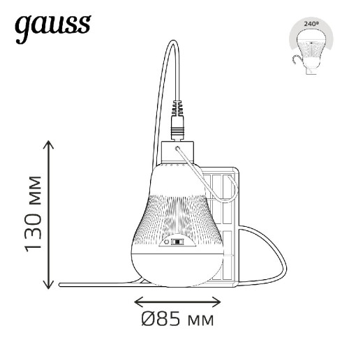 Лампа светодиодная Gauss с солнечной панелью 3W 4000K матовая 902102203