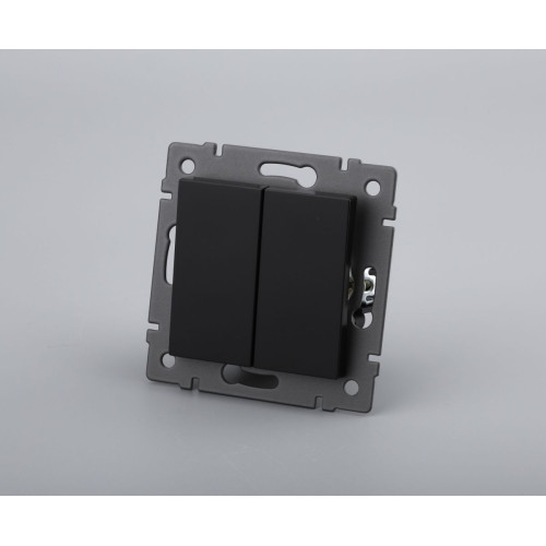Механизм выключателя двухклавишный самовозвратный Arlight SWT-MKR2-PL-BK-V (250V, 10A) 049884