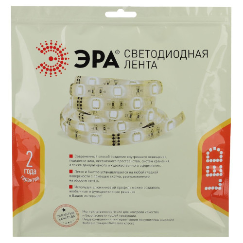Светодиодная лента Эра 24В 2835 20Вт/м 4000К 5м IP33 LS2835-20-192-24-33-4000К-double-5m Б0043103