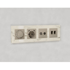 Комплект механизма компьютерной двойной розетки RJ-45 с автоматической защитной шторкой Alfa Серо-бежевый матовый Quant Ambrella Volt MA372110 (AP3721, VM189)