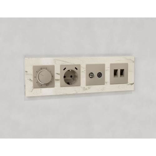 Комплект механизма компьютерной двойной розетки RJ-45 с автоматической защитной шторкой Alfa Серо-бежевый матовый Quant Ambrella Volt MA372110 (AP3721, VM189)
