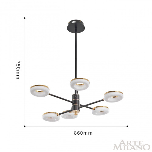 Люстра на штанге Arte Milano Ferrara 276699/6 BK/GD