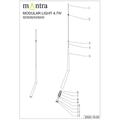 Подвесная люстра Mantra Boomerang 9373+9240 (14L)