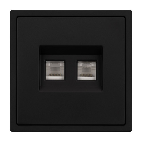Механизм сдвоенной телефонной розетки Arlight SCT-NOBE-MTL2-SFPL-BK (RJ-11, 4C) (Черный оникс) 054309