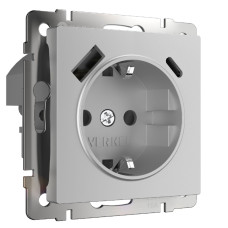 Розетка Werkel Розетка с заземлением, шторками и USB тип A+C (серебряный) W1171706 4690389206870 a067703