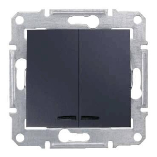 Выключатель двухклавишный с синей подсветкой Schneider Electric Sedna 10A 250V SDN0300370
