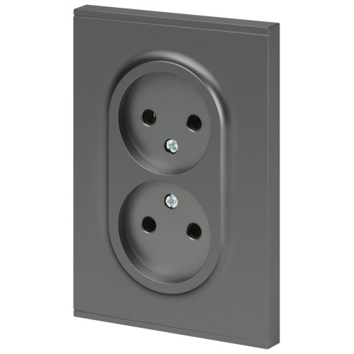 Розетка Эра Arktik 16-2107-06 без заземления двойная 2X2P 16А-250В графит Б0071686