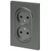 Розетка Эра Arktik 16-2107-06 без заземления двойная 2X2P 16А-250В графит Б0071686