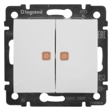 Переключатель двухклавишный Legrand Valena 10A 250V с подсветкой белый 774213