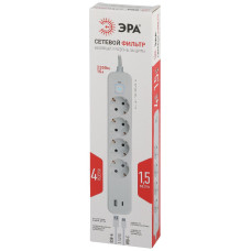 Сетевой фильтр Эра USF-4es-1,5m-2xUSBAC-W Б0059571