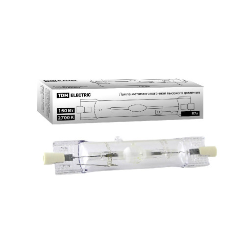 Лампа металлогалогенная TDM Electric Rх7s 150W 2700K прозрачная SQ0325-0013