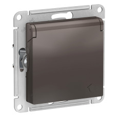 Розетка с/з, со шторками, с крышкой Systeme Electric AtlasDesign Мокко ATN000646