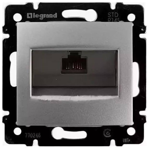 Розетка компьютерная RJ45 Legrand Valena 6 кат UTP с захватами алюминий 770246