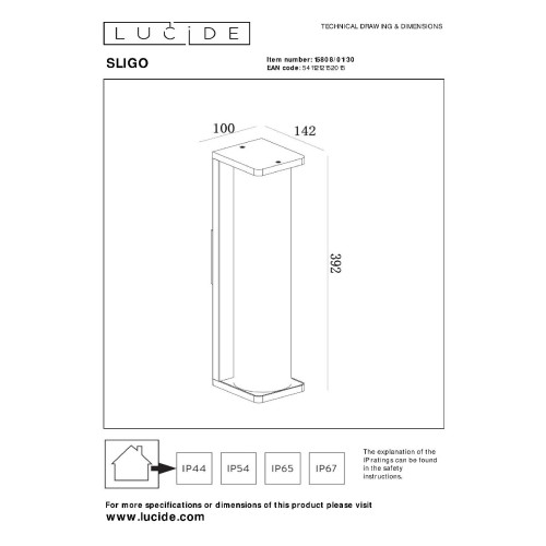 Уличный настенный светильник Lucide Sligo 15808/01/30