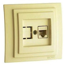 Розетка компьютерная RJ45 Mono Electric Larissa 6 кат крем 103-171705-125