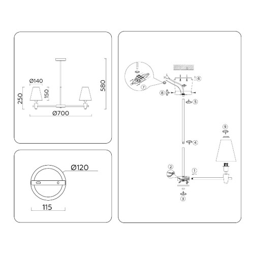 Люстра на штанге Ambrella Light High Light Heigh Light LH75051