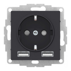 SO + USB Розетка A+A, 5В/2,4А, 2х5В/1,2 А, механизм Systeme Electric AtlasDesign Карбон ATN001030